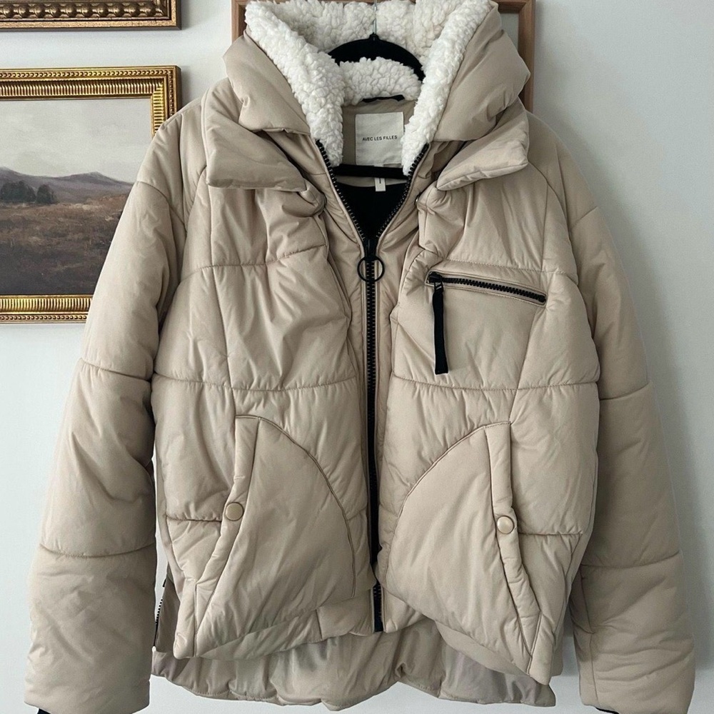 Avec Les Filles Beige and White Jacket